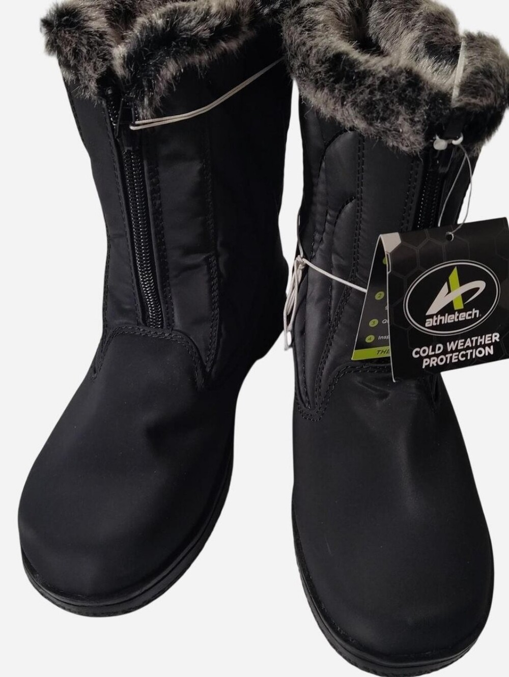 Athletech Black Faux-Fur Winter & Rain Boots